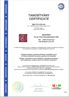 ISO 9001 Tanúsítvány